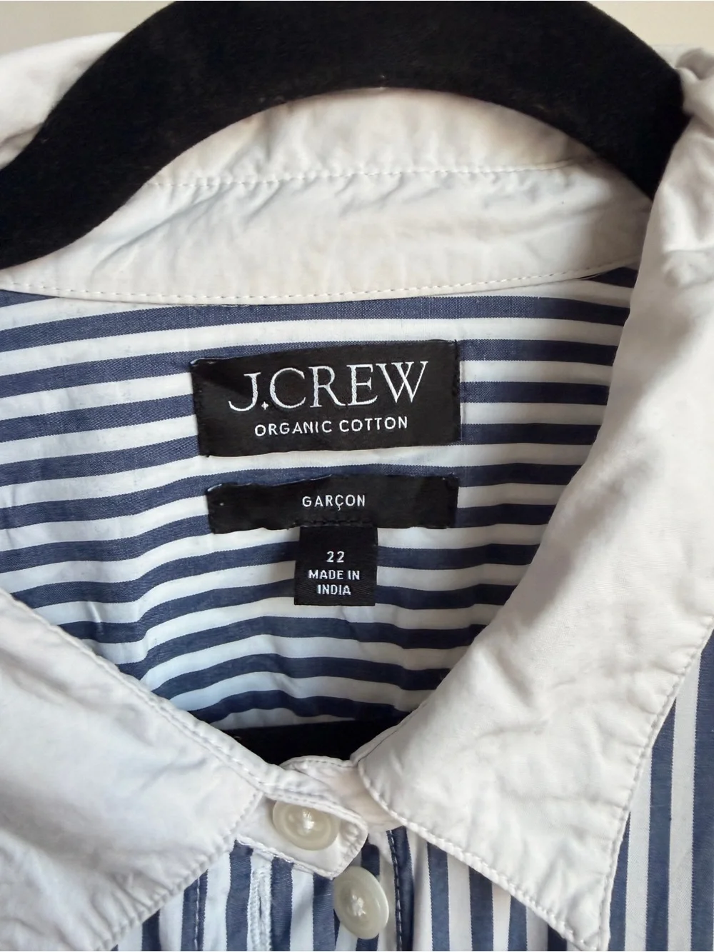 J. Crew Blue and White Striped Button-Down Shirt with White Collar